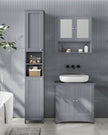 Tall Bathroom Cabinet – Wood – Dove Grey – Slim Design with Adjustable Shelves and Lights