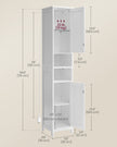 Slim Bathroom Cabinet – Wood – Cloud White – Freestanding with Adjustable Shelves and Open Compartments