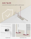 Slim Bathroom Cabinet – Wood – Cloud White – Freestanding with Adjustable Shelves and Open Compartments