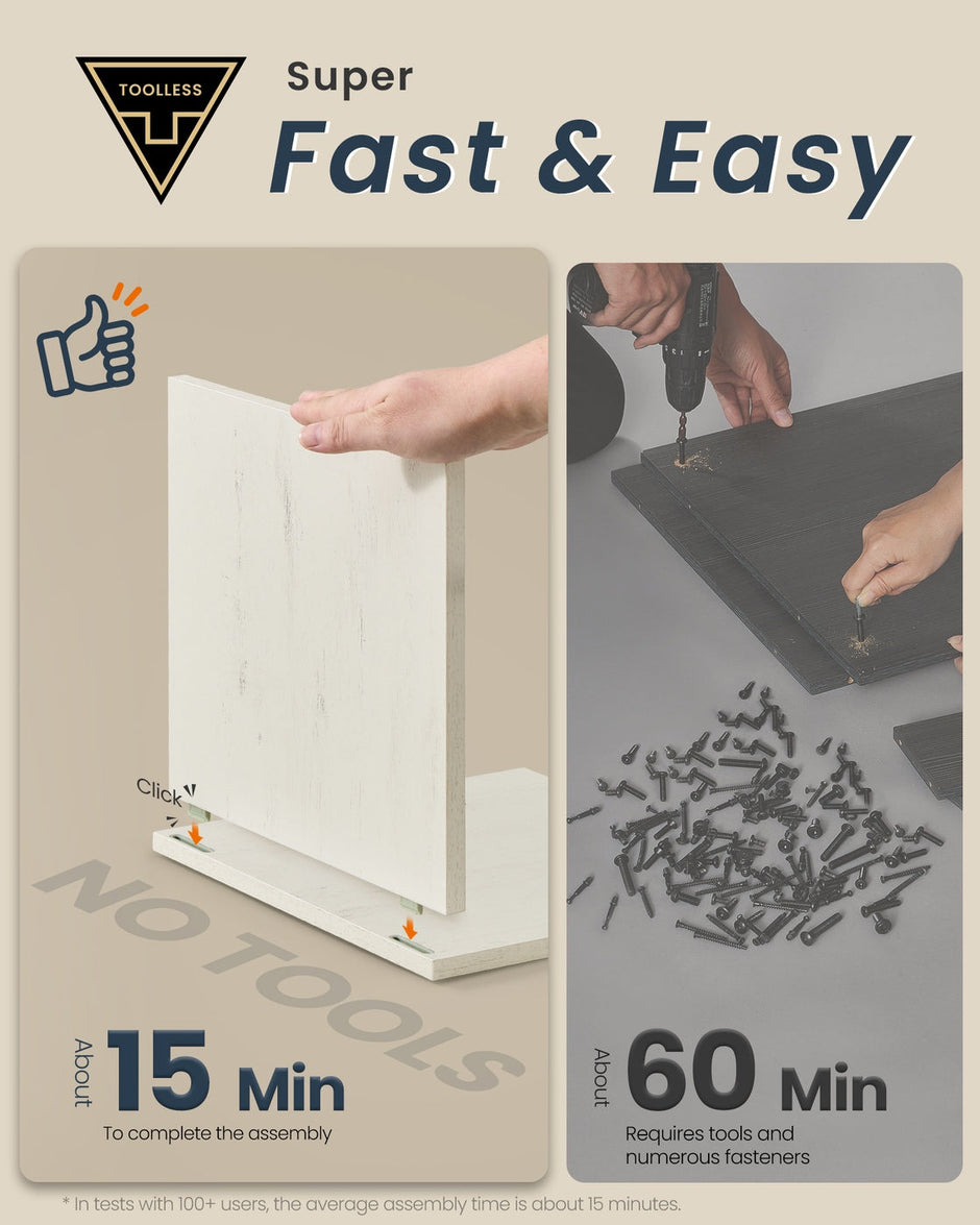Bathroom Storage Cabinet – Wood – Rustic White – Slim Tall Design with Adjustable Shelves