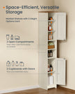 Bathroom Storage Cabinet – Wood – Rustic White – Slim Tall Design with Adjustable Shelves