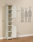 Bathroom Storage Cabinet – Wood – Rustic White – Slim Tall Design with Adjustable Shelves