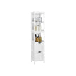 Tall Bathroom Cabinet – Wood – White – With 2 Drawers and 3 Open Shelves