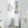 Linen Tower – Engineered Wood – White – Freestanding with Shutter Doors and Drawer