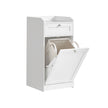 Bathroom Storage Unit – Wood – Cloud White – Features 1 Drawer and 1 Removable Laundry Hamper