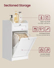 Bathroom Storage Unit – Wood – Cloud White – Features 1 Drawer and 1 Removable Laundry Hamper