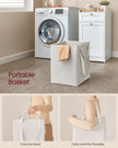 Bathroom Storage Unit – Wood – Cloud White – Features 1 Drawer and 1 Removable Laundry Hamper