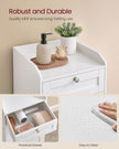 Bathroom Storage Unit – Wood – Cloud White – Features 1 Drawer and 1 Removable Laundry Hamper