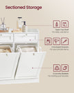 Bathroom Cabinet – Engineered Wood – Cloud White – Includes Removable Laundry Baskets and Drawers