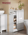 Bathroom Cabinet – Wood – Cloud White – Adjustable Shelves, Sliding Doors, Compact Design