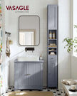 Freestanding Bathroom Cabinet – Engineered Wood – Cloud White – Slim Design with Adjustable Shelves and Drawer