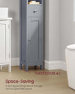 Freestanding Bathroom Cabinet – Engineered Wood – Cloud White – Slim Design with Adjustable Shelves and Drawer