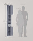 Slim Freestanding Bathroom Cabinet – Engineered Wood – Dove Grey – Adjustable Shelves and Drawer