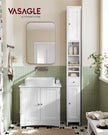 Freestanding Bathroom Cabinet – Engineered Wood – Cloud White – Slim Design with Adjustable Shelves and Drawer
