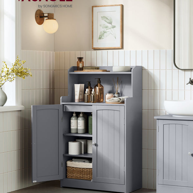 Bathroom Cabinet – Engineered Wood – Dove Grey – 2 Doors, 2 Adjustable Shelves