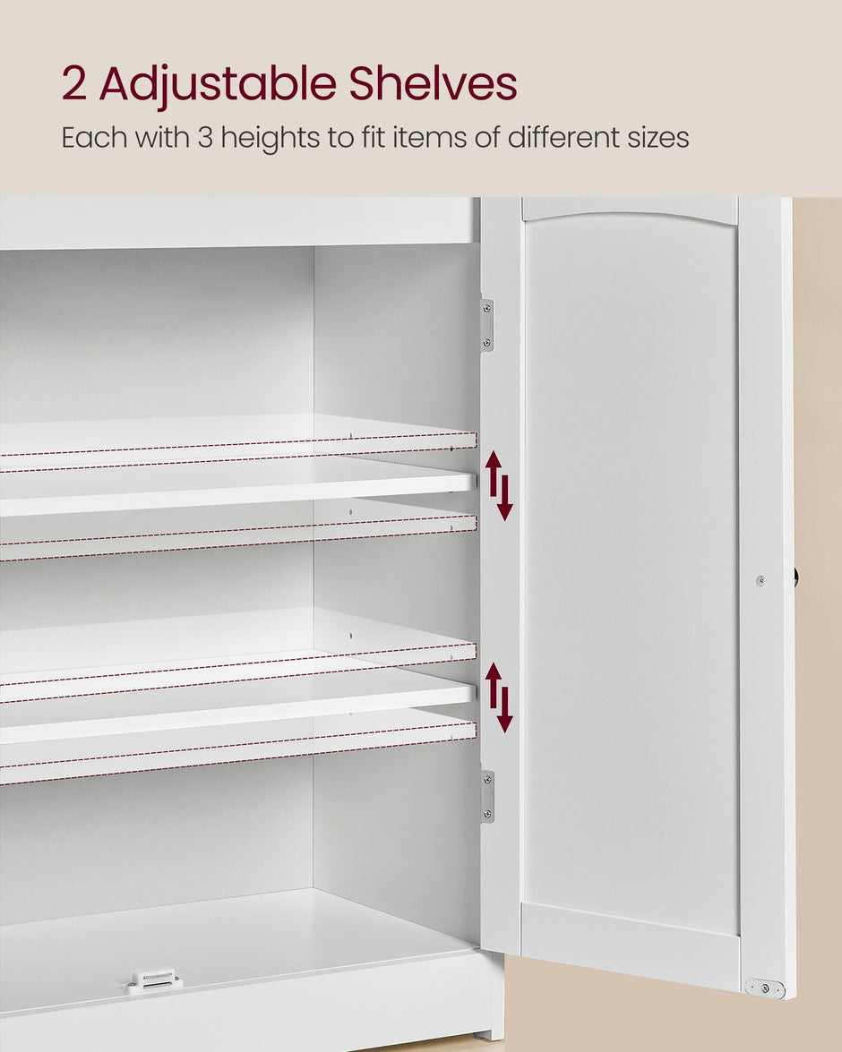 Bathroom Cabinet – Wood – Cloud White – 2-Door Design with Adjustable Shelves