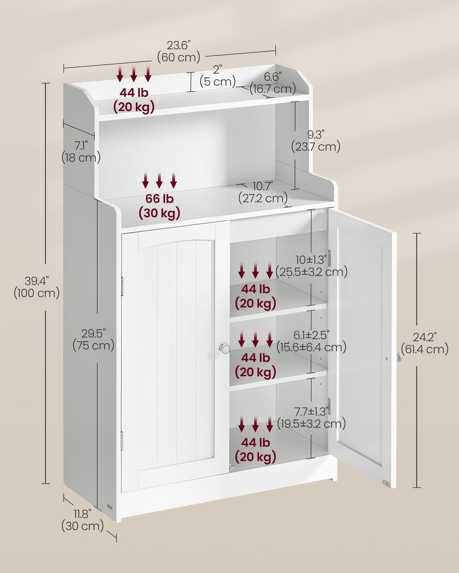 Bathroom Cabinet – Wood – Cloud White – 2-Door Design with Adjustable Shelves
