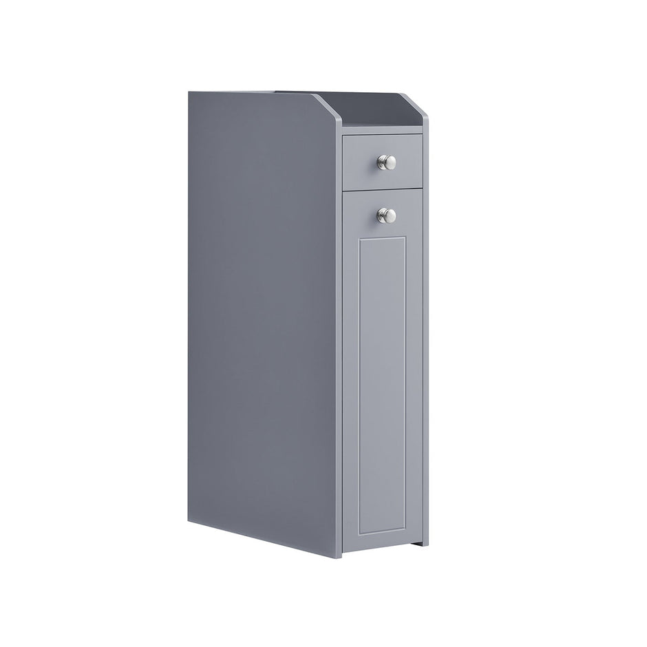 Freestanding Bathroom Cabinet – Wood – White – Slim Design with Slide Out Drawers