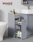 Freestanding Bathroom Cabinet – Wood – White – Slim Design with Slide Out Drawers