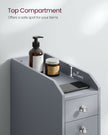 Freestanding Bathroom Cabinet – Wood – White – Slim Design with Slide Out Drawers