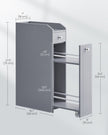 Freestanding Bathroom Cabinet – Wood – White – Slim Design with Slide Out Drawers