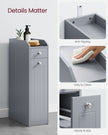 Freestanding Bathroom Cabinet – Wood – White – Slim Design with Slide Out Drawers