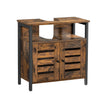 Under Sink Cabinet – Steel – Rustic Brown and Black – Louvered Doors and Adjustable Shelf