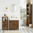 Under Sink Cabinet – Steel Frame – Rustic Brown and Black – Adjustable Shelf with Louvered Doors