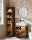 Bathroom Vanity Unit – Engineered Wood – Rustic Brown – Adjustable Shelf with Louvered Doors