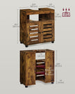 Bathroom Vanity Unit – Engineered Wood – Rustic Brown – Adjustable Shelf with Louvered Doors