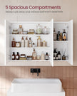 Wall Cabinet – MDF – White – 3-Door with Mirror and Adjustable Shelf