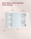 Wall Cabinet – MDF – White – 3-Door with Mirror and Adjustable Shelf