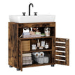Under Sink Cabinet – Engineered Wood – Rustic Brown – with 2 Louvered Doors and Adjustable Shelf