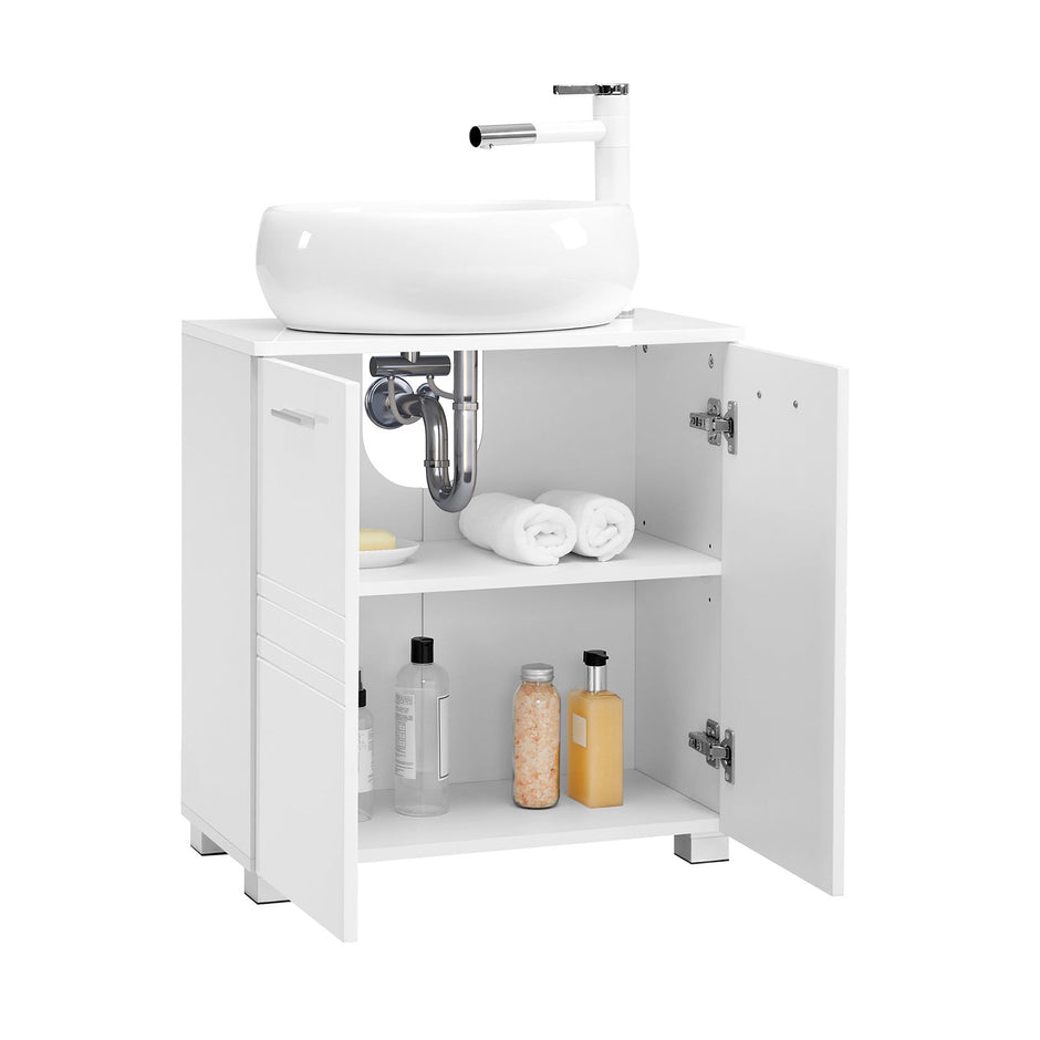 Under Sink Storage Cabinet – MDF – White – Adjustable Shelf and Two Doors