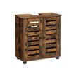 Under Sink Bathroom Cabinet – Wood – Rustic Brown – Adjustable Shelf and 2 Louvred Doors