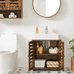 Under Sink Bathroom Cabinet – Wood – Rustic Brown – Adjustable Shelf and 2 Louvred Doors