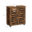 Under Sink Bathroom Cabinet – Wood – Rustic Brown – Adjustable Shelf and 2 Louvred Doors