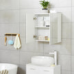 Wall-Mounted Bathroom Cabinet – Wood – White – Adjustable Shelf with Mirror and Dual Doors