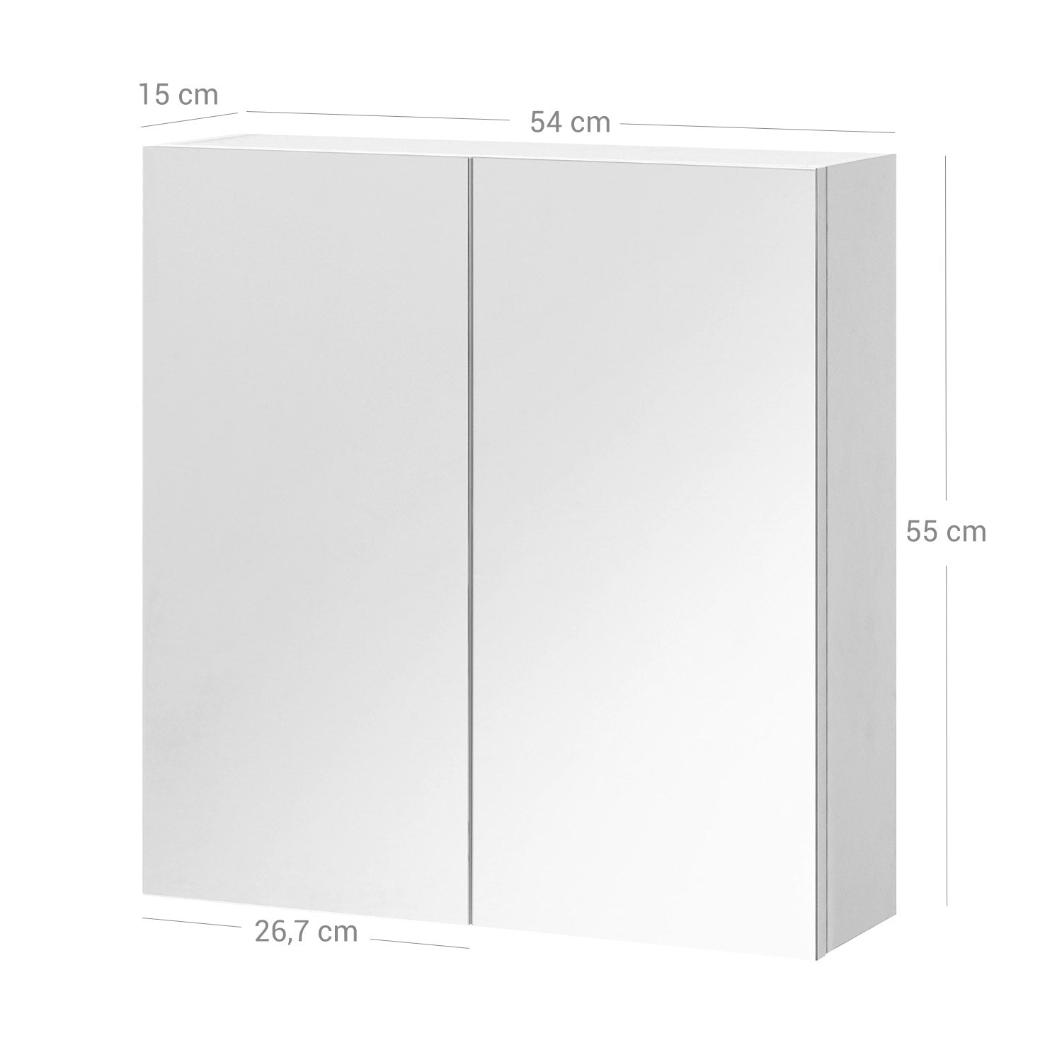 Wall-Mounted Bathroom Cabinet – Wood – White – Adjustable Shelf with Mirror and Dual Doors