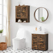 Wall-Mounted Storage Cabinet – Wood – Rustic Brown – Adjustable Shelf and Double Shutter Doors