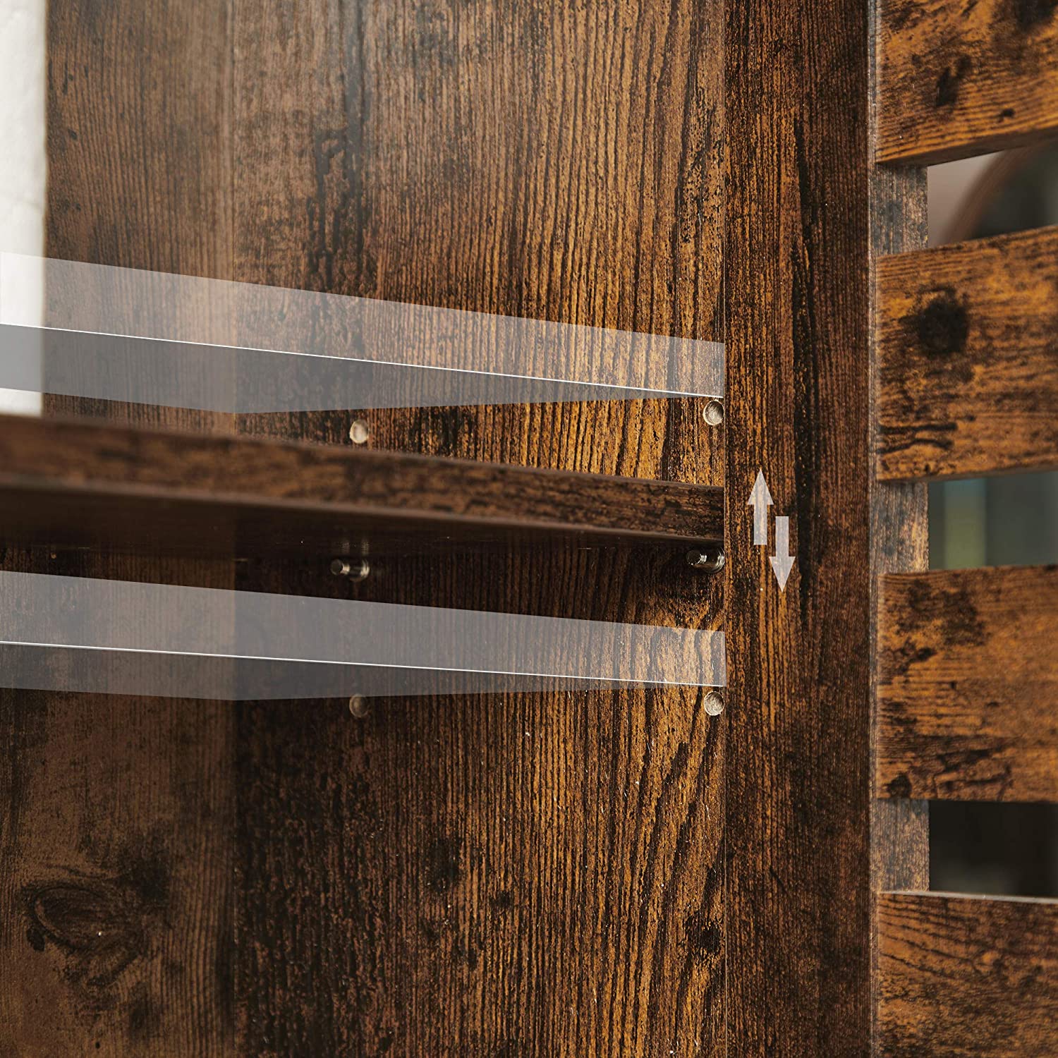 Wall-Mounted Storage Cabinet – Wood – Rustic Brown – Adjustable Shelf and Double Shutter Doors