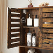 Wall-Mounted Storage Cabinet – Wood – Rustic Brown – Adjustable Shelf and Double Shutter Doors