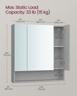 Bathroom Mirror Cabinet – MDF – Dove Grey – Wall-Mounted with Adjustable Shelves