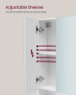 Bathroom Mirror Cabinet – Wood – Cloud White – Adjustable Shelves with Open Compartment