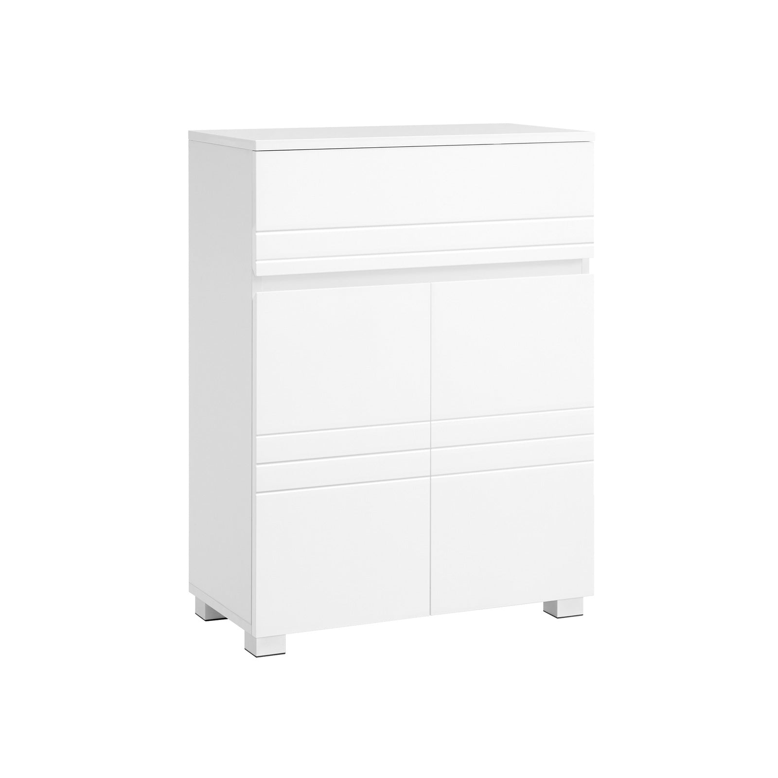 Bathroom Cabinet – Wood – White – Drawer and Adjustable Shelf