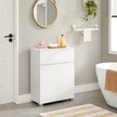 Bathroom Cabinet – Wood – White – Drawer and Adjustable Shelf