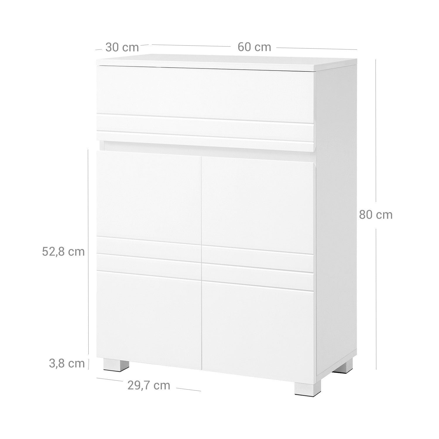 Bathroom Cabinet – Wood – White – Drawer and Adjustable Shelf