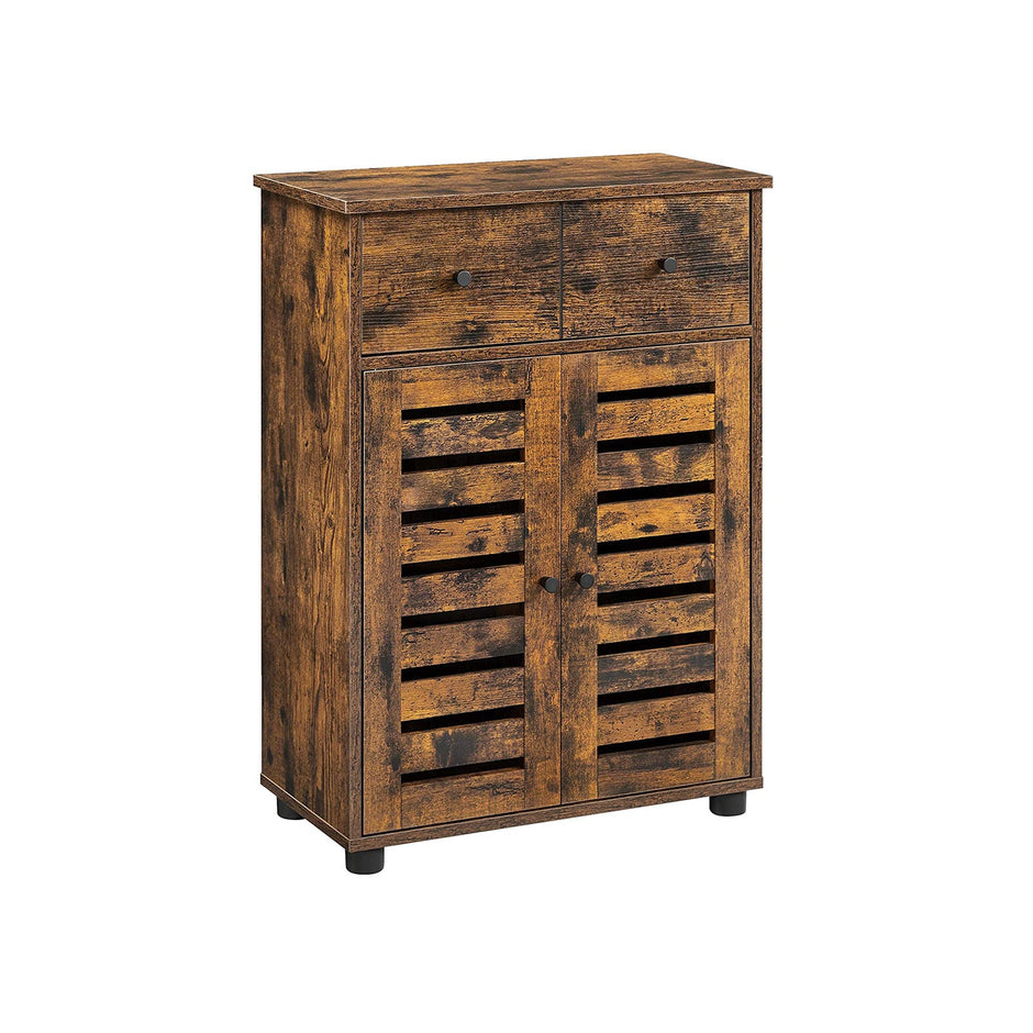Free Standing Bathroom Storage Cabinet – Wood – Rustic Brown – Adjustable Shelf and Drawer