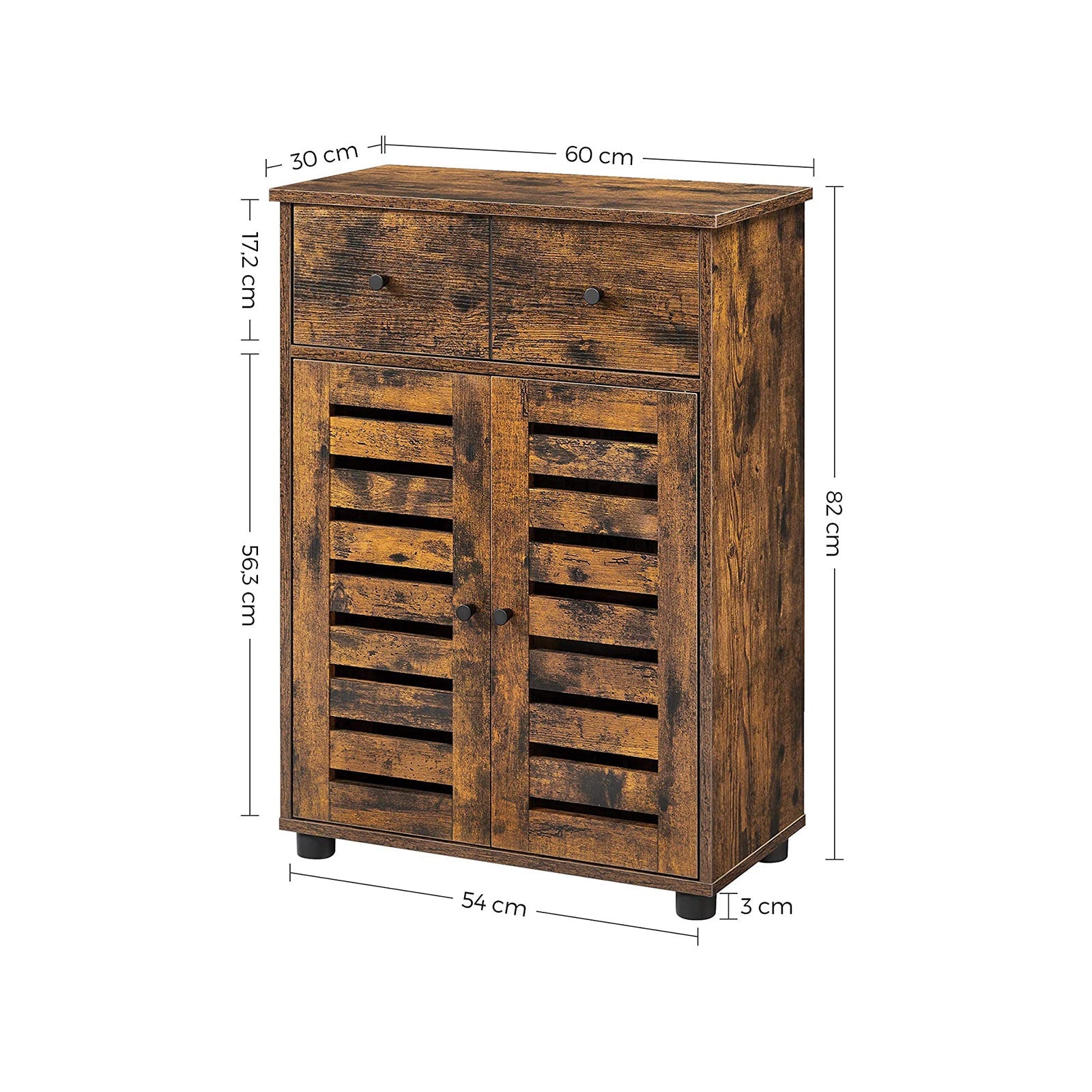 Free Standing Bathroom Storage Cabinet – Wood – Rustic Brown – Adjustable Shelf and Drawer