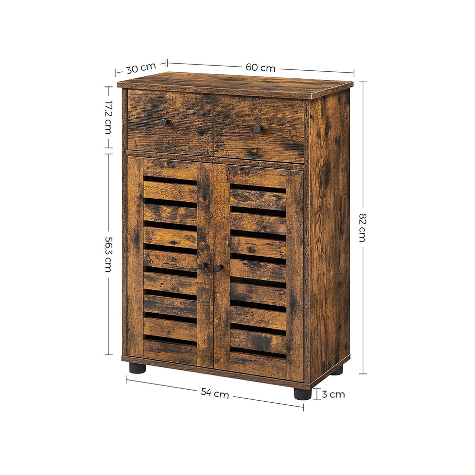 Free Standing Bathroom Storage Cabinet – Wood – Rustic Brown – Adjustable Shelf and Drawer